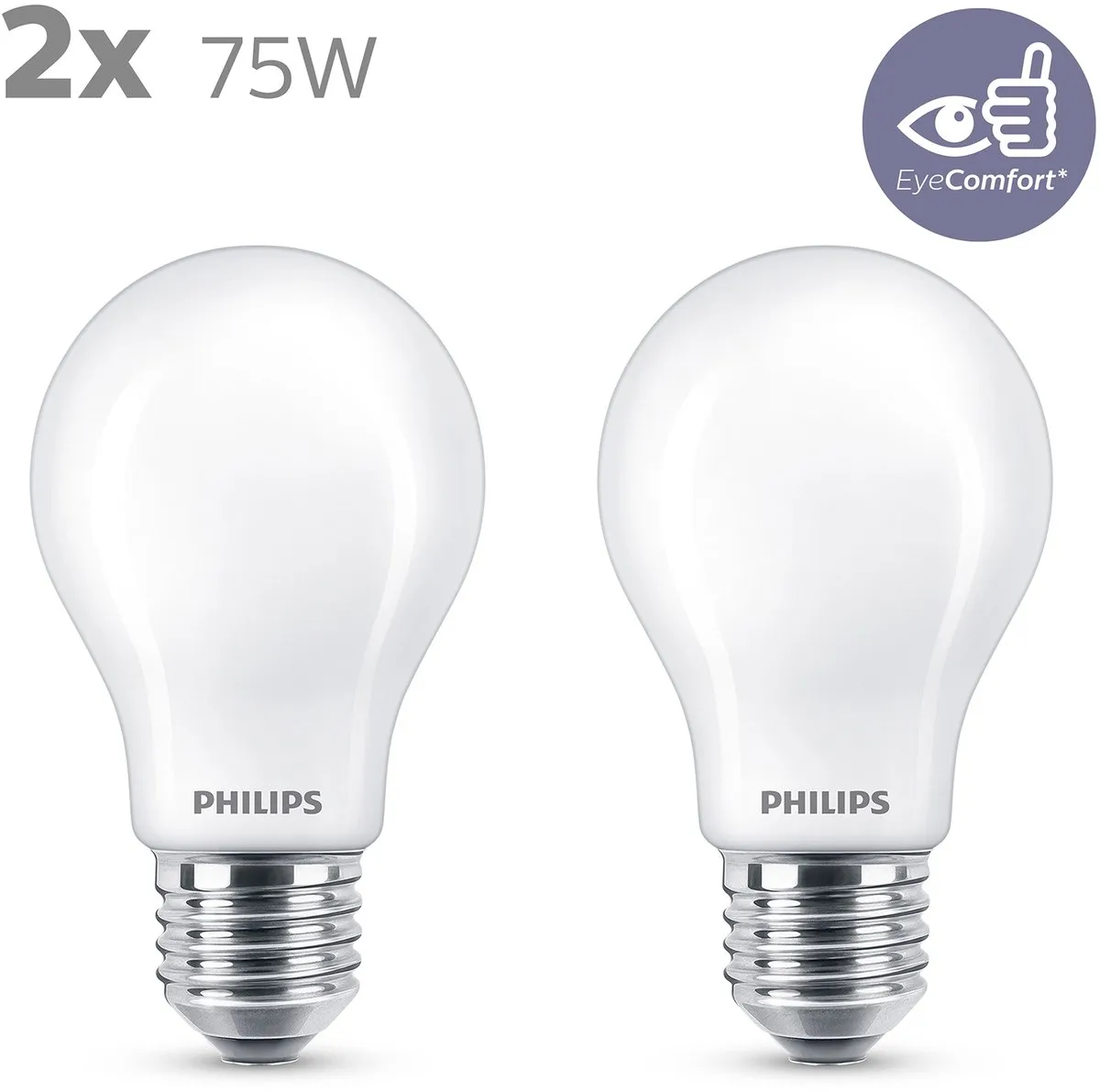 Philips LED E27 Warmwit 8.5W Mat Glas - 2 Stuks