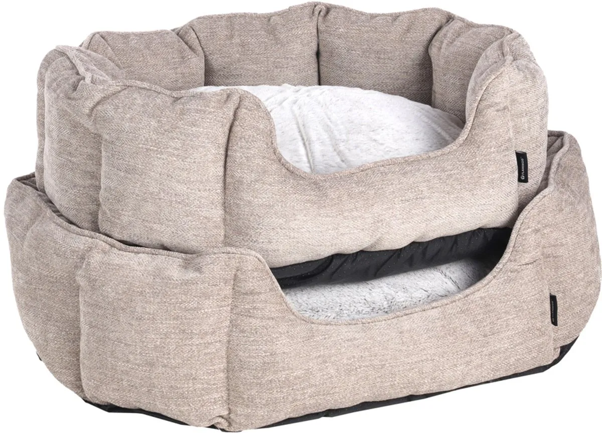 Flamingo Maylo Achthoek Hondenmand Beige - 63x55x20cm