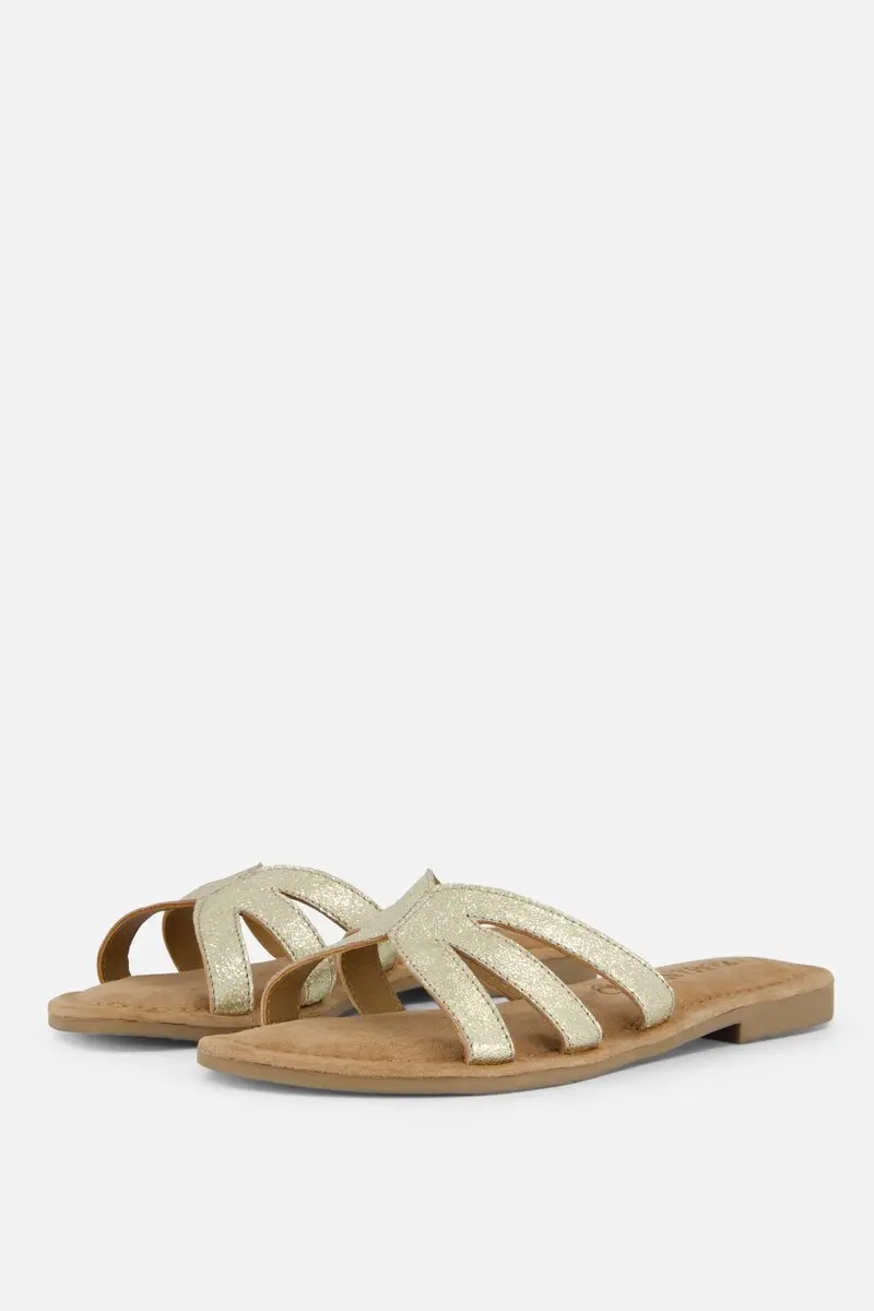 Lazamani Nina Leren Dames Slippers Gold Maat 41