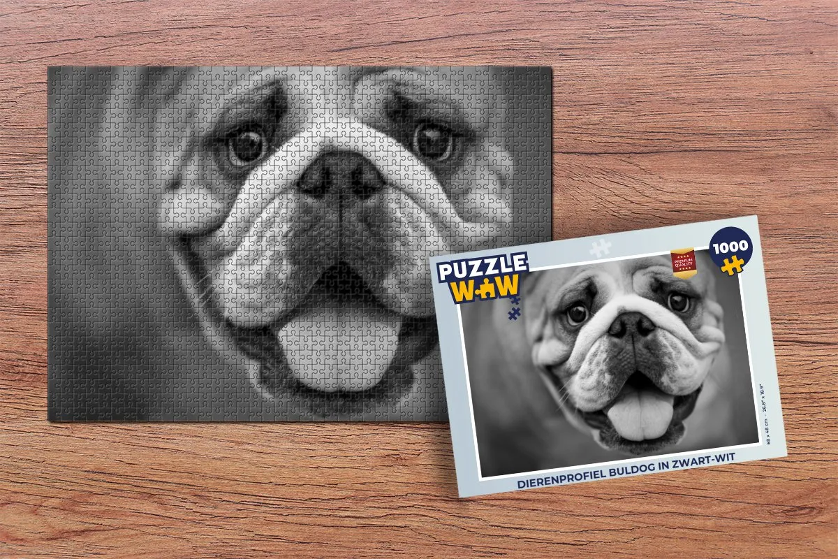 PuzzleWow Dierenprofiel Bulldog Legpuzzel 1000 Stuks - Multicolor
