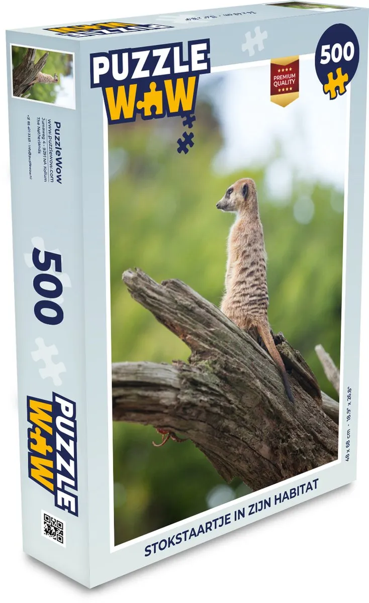 PuzzleWow Stokstaartje Tak Boom Legpuzzel 500 Stuks