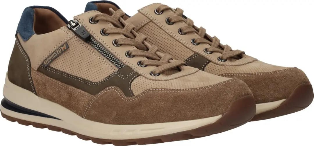 Mephisto - BRADLEY VELSPORT - Vrije tijdsschoenenHeren veterschoenHeren sneakersCasual - Kleur: Taupe - Maat: 45 - afbeelding 2 van 6