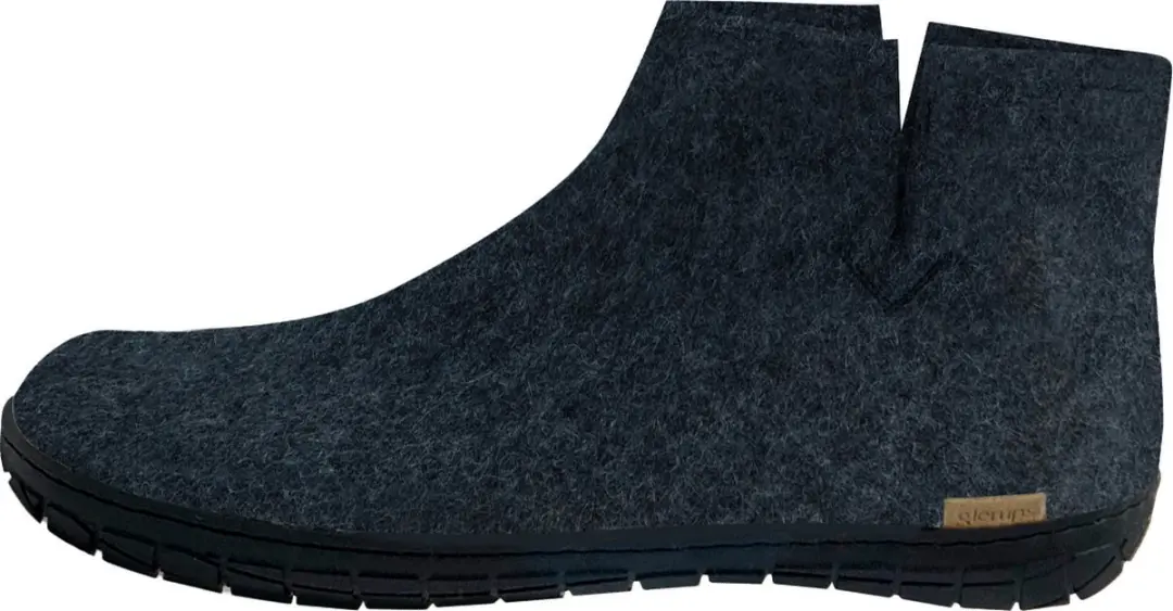 Glerups Warme Vilten Pantoffel Boot Zwart Rubber Zool - afbeelding 3 van 6
