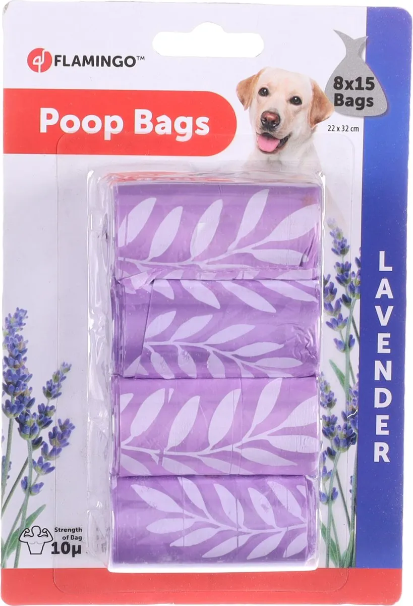 Flamingo Hondenverzorging Poepzakjes Lavendel - 120 Stuks