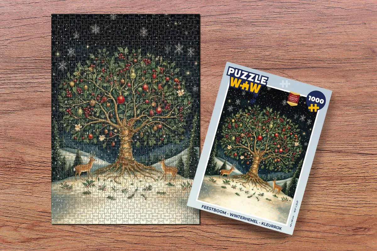 PuzzleWow Feestboom Winterhemel Puzzle 1000 Stuks
