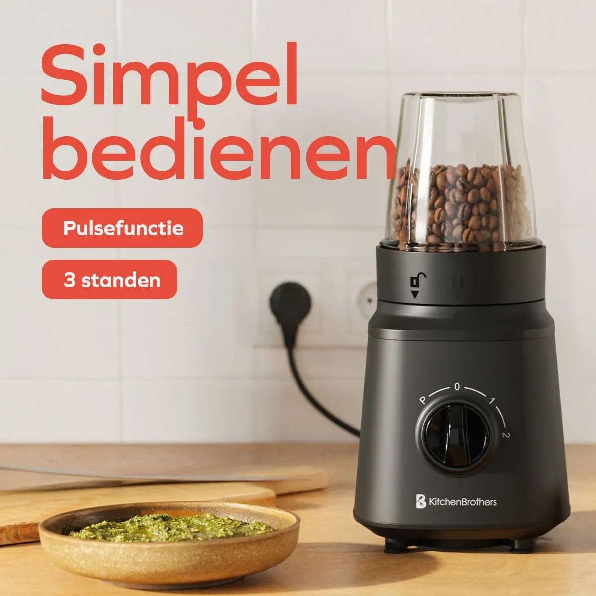 KitchenBrothers Blender Complete Set 300W - 2x 750ml - Zwart