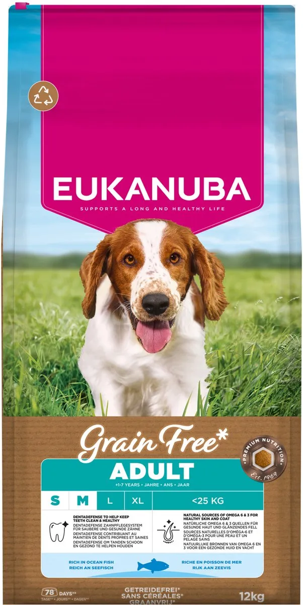 Eukanuba Grain Free Adult Small & Medium Breed Zeevis - 12 kg