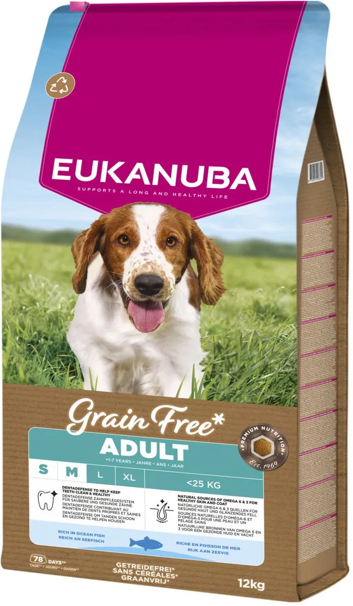 Eukanuba Grain Free Adult Small & Medium Breed Zeevis - 12 kg