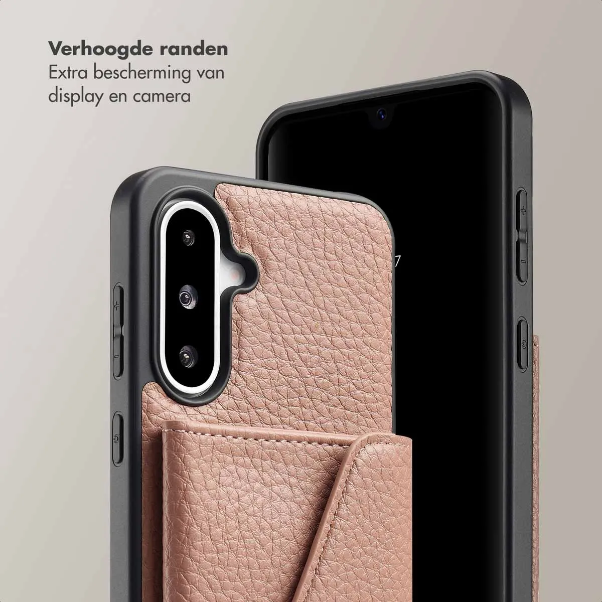 Selencia Hoesje - Geschikt voor Samsung Galaxy A36 / A56 (5G) - Sera Koordhoes met pashouder envelop - Old Pink