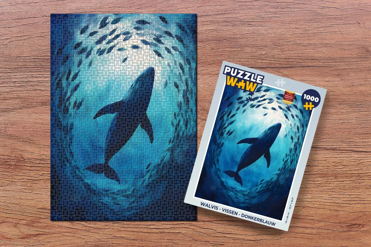 PuzzleWow Walvis Legpuzzel 1000 Stuks - Donkerblauw