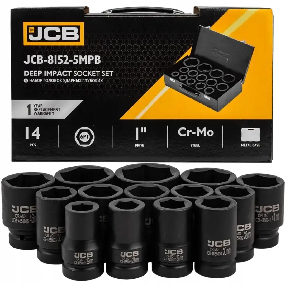 JCB Zestaw Dopsleutelset - 6-kantig, Diep - 14 Stuks - afbeelding 6 van 6