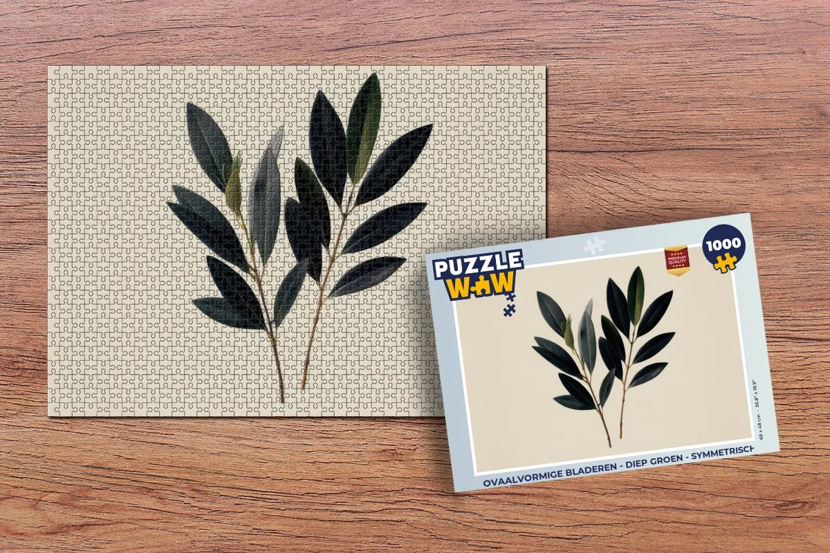 PuzzleWow Legpuzzel 1000 Stuks - Ovaalvormige bladeren Diep groen