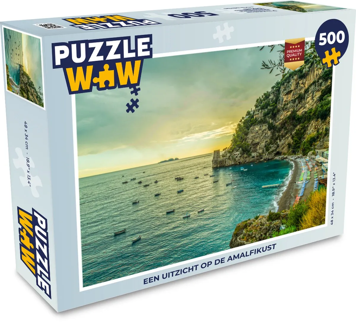 PuzzleWow Uitzicht op de Amalfikust Legpuzzel 500 Stuks - Multicolor