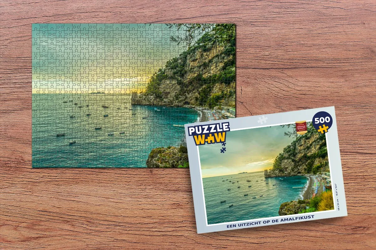 PuzzleWow Uitzicht op de Amalfikust Legpuzzel 500 Stuks - Multicolor