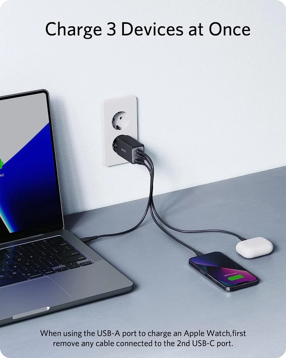 Anker 735 Nano II AC Sneloplader 3x - Zwart - afbeelding 6 van 6