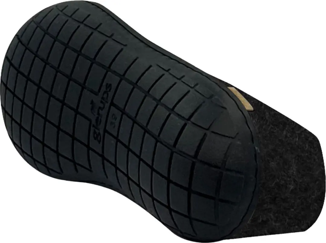 Glerups Warme Vilten Pantoffel Zwart Rubber Zool - afbeelding 4 van 6