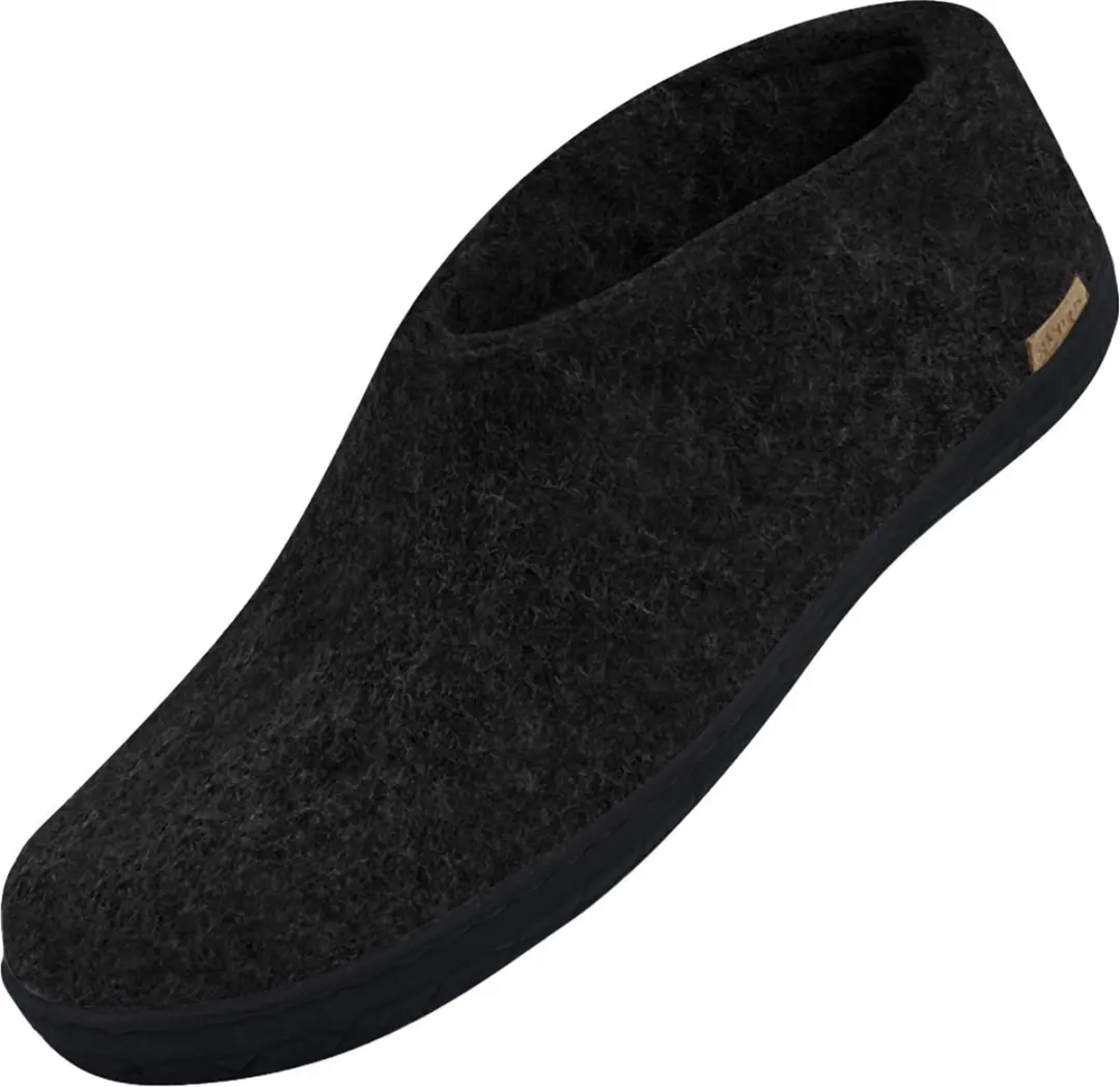 Glerups Warme Vilten Pantoffel Zwart Rubber Zool - afbeelding 5 van 6