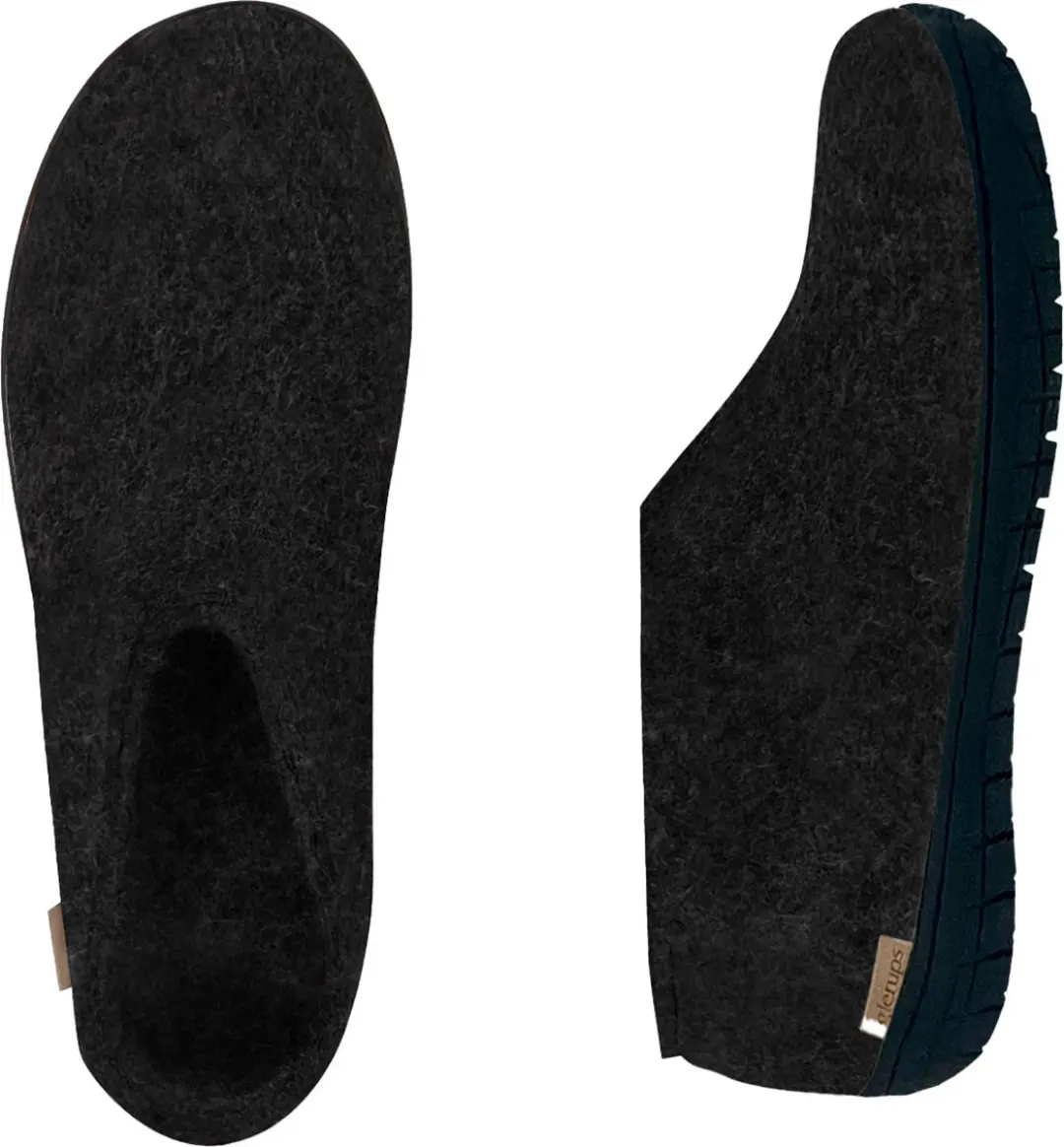 Glerups Warme Vilten Pantoffel Zwart Rubber Zool - afbeelding 3 van 6