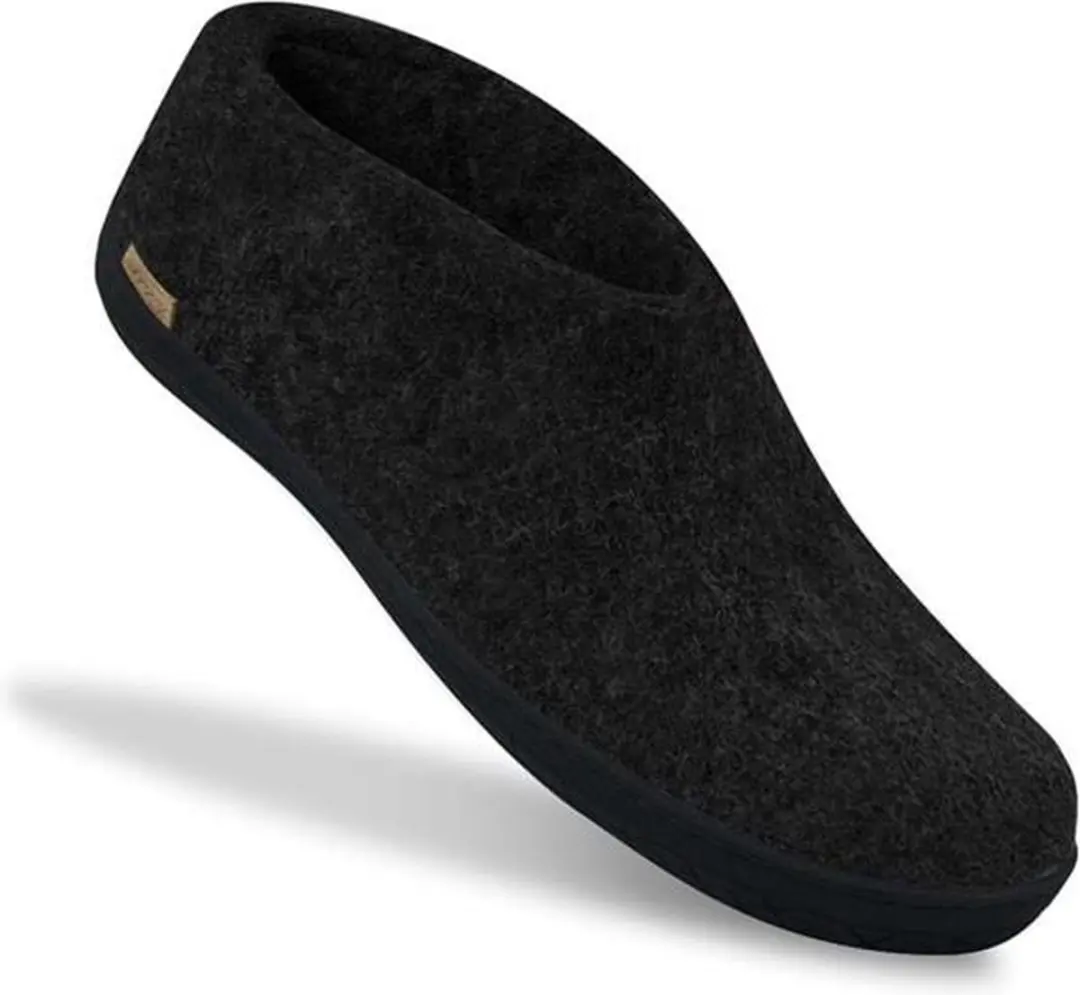 Glerups Warme Vilten Pantoffel Zwart Rubber Zool - afbeelding 6 van 6