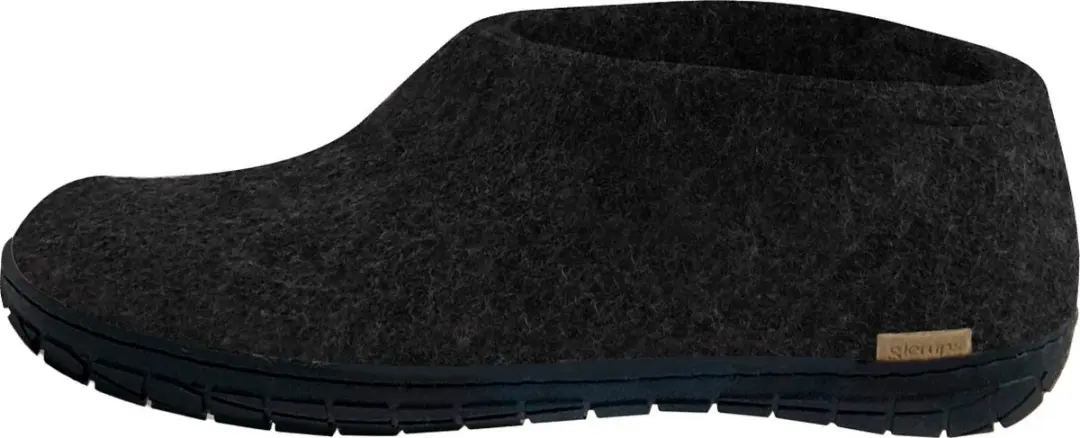 Glerups Warme Vilten Pantoffel Zwart Rubber Zool - afbeelding 2 van 6