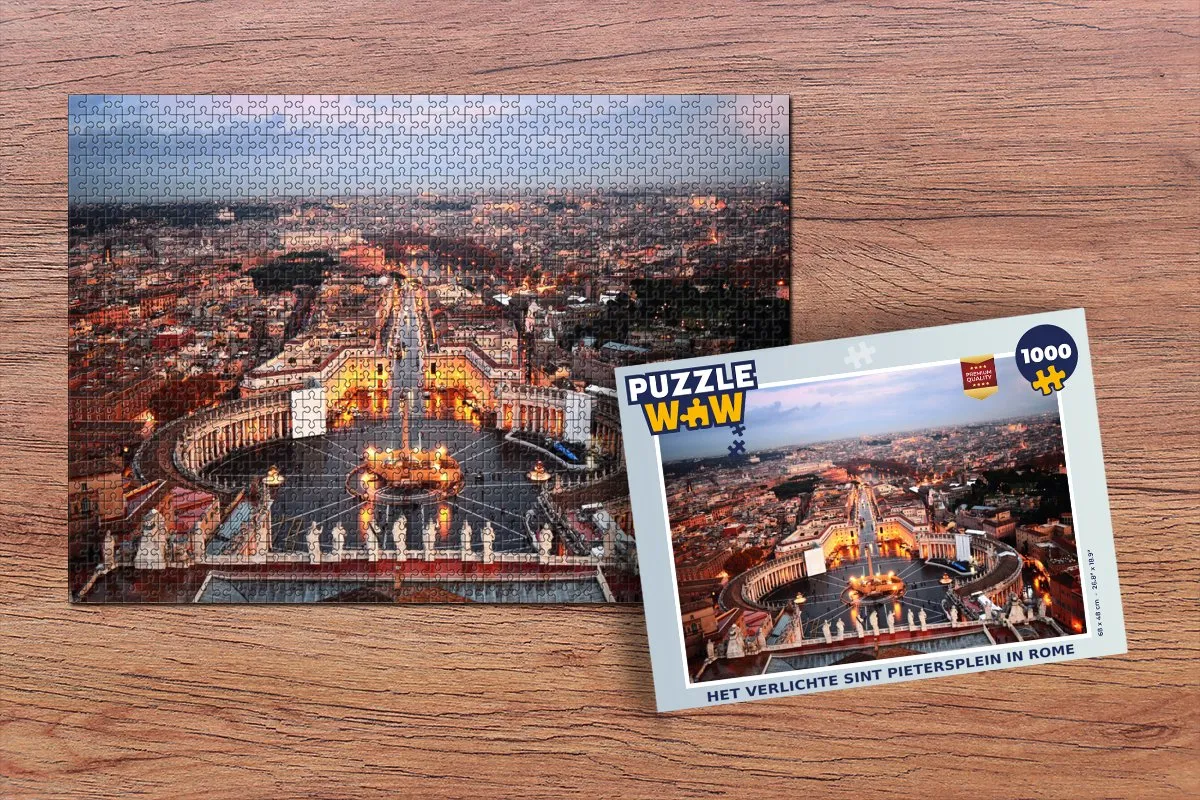 PuzzleWow Sint Pietersplein Rome Legpuzzel 1000 Stuks - Multicolor