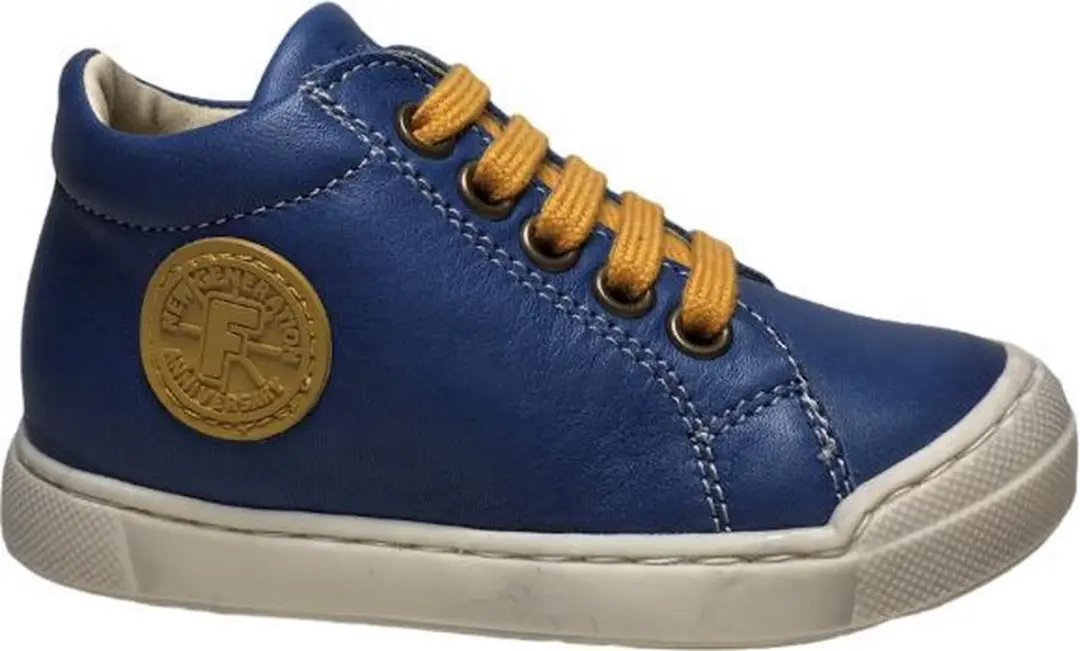 Falcotto veter ronde logo lederen sneakers Alstro blauw oker mt 19