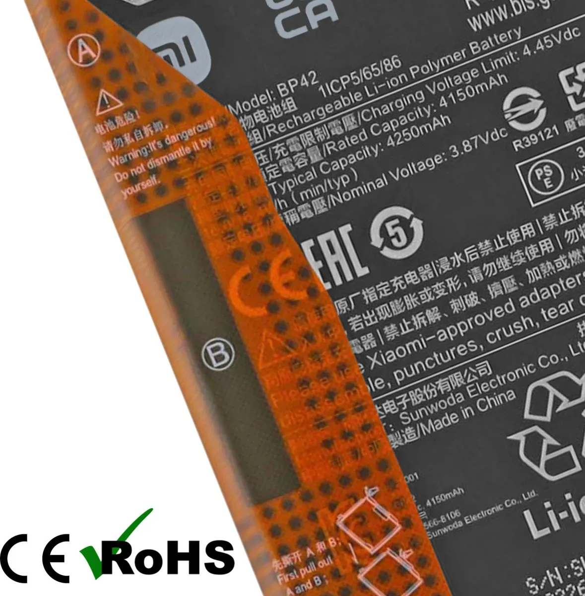 Xiaomi Mi 11 Lite BP42 Batterij - 4250mAh - Zwart