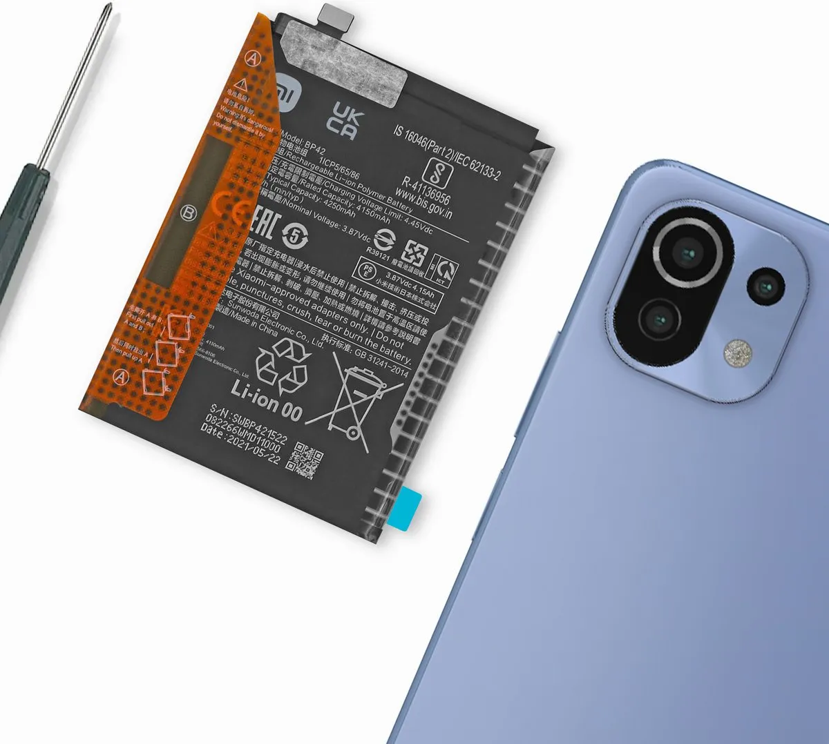 Xiaomi Mi 11 Lite BP42 Batterij - 4250mAh - Zwart