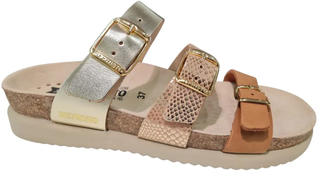 Mephisto Hyacinta Leren Dames Slippers - Goud Bruin - 42 - afbeelding 2 van 6