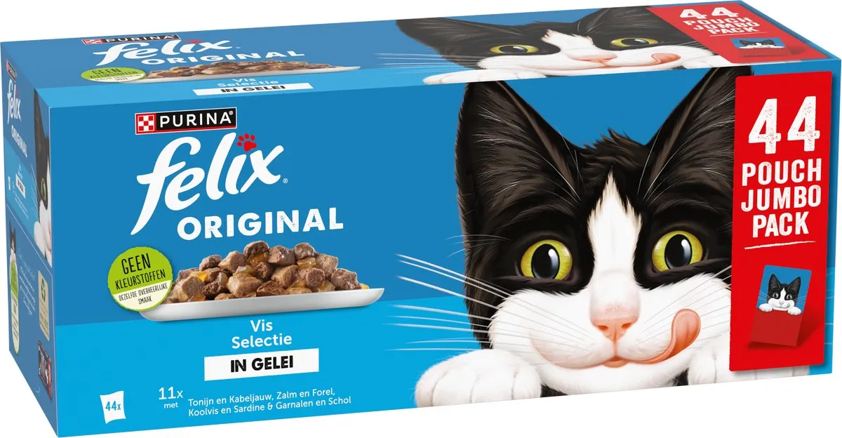 Felix Original Gelei Kattenvoer Vis Selectie 44x85g