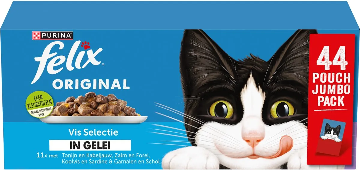 Felix Original Gelei Kattenvoer Vis Selectie 44x85g