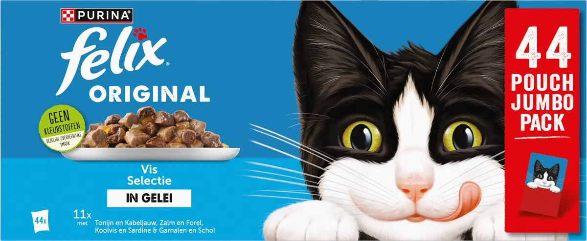 Felix Original Gelei Kattenvoer Vis Selectie 44x85g