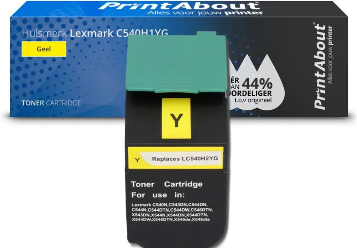 PrintAbout Lexmark C540H1YG Toner Geel - 2.500 Pagina's