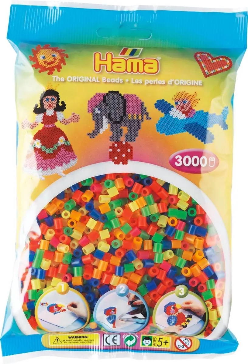 Hama Strijkkralen 3000 Stuks Neon - Multi