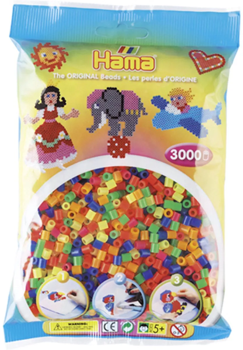 Hama Strijkkralen 3000 Stuks Neon - Multi