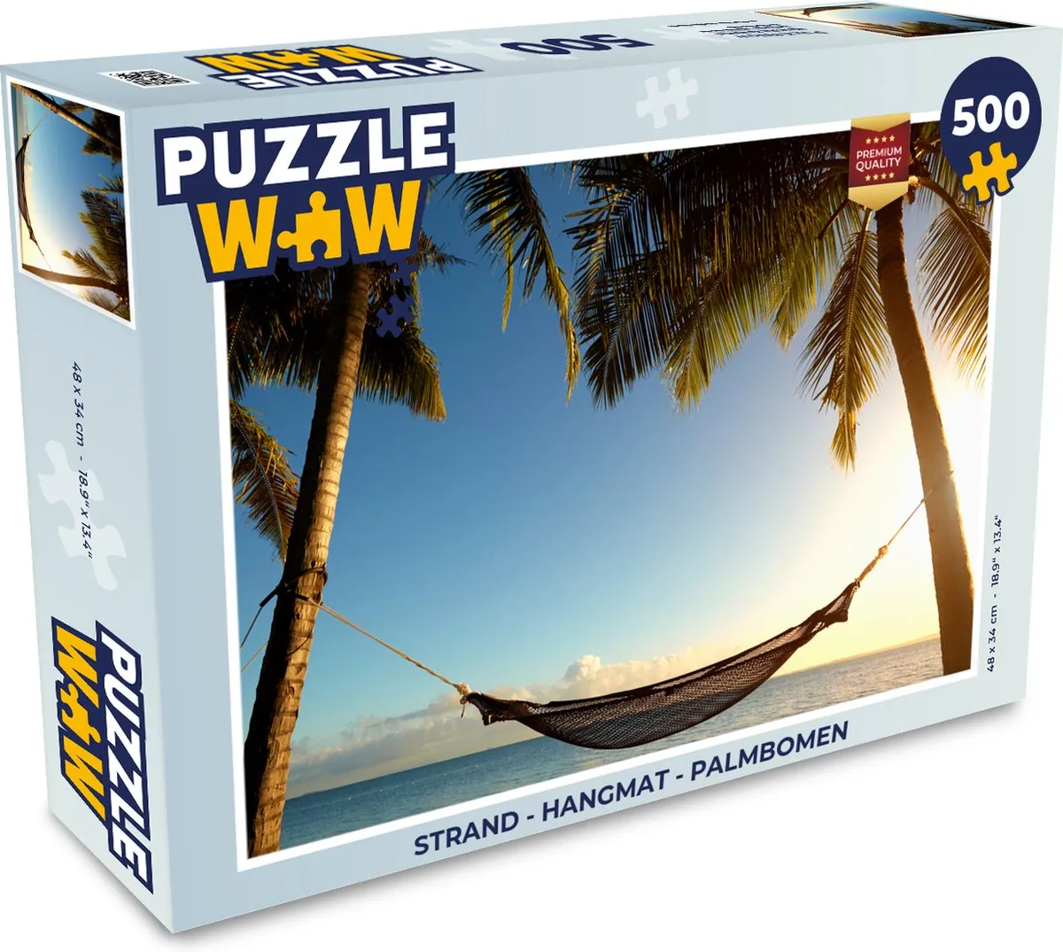 PuzzleWow Legpuzzel Strand Hangmat Palmbomen 500 Stuks