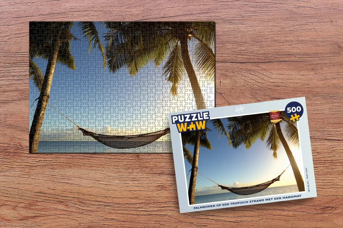 PuzzleWow Legpuzzel Strand Hangmat Palmbomen 500 Stuks - Multicolor