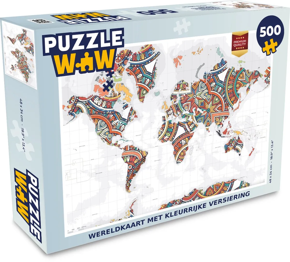 PuzzleWow Wereldkaart Legpuzzel 500 Stuks