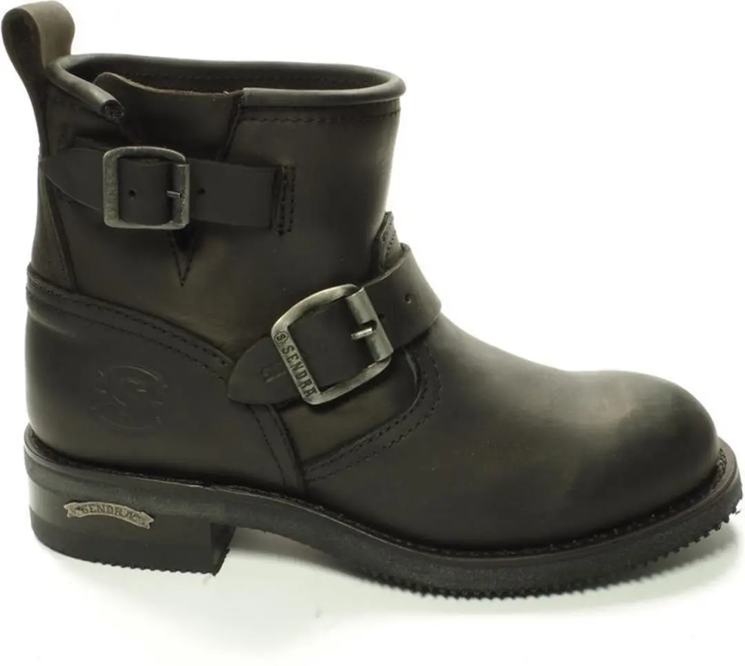 Sendra 2976 Biker- zwart- Lage motor laarzen met stalen neus-anti slip zool-maat