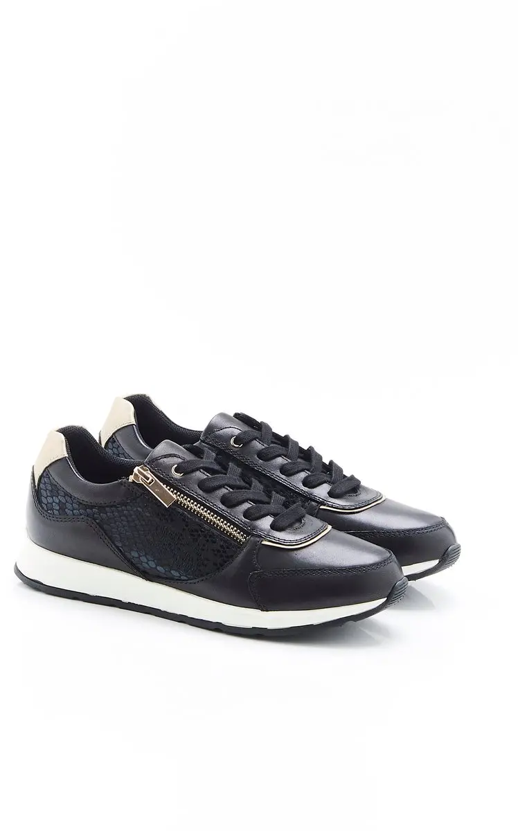 Damart - Amortyl sneakers met dierenprintdetails - Dames - Zwart - 41