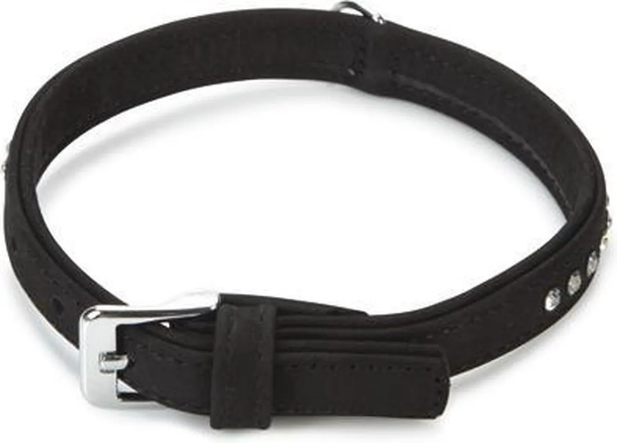 Beeztees Buffalo Halsband - Leer Zwart 30-36cm