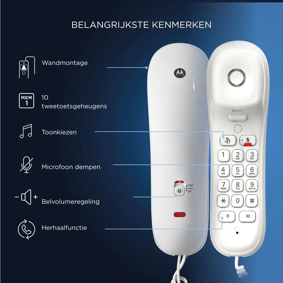 Motorola CT50 Landline Telefoon - Wit
