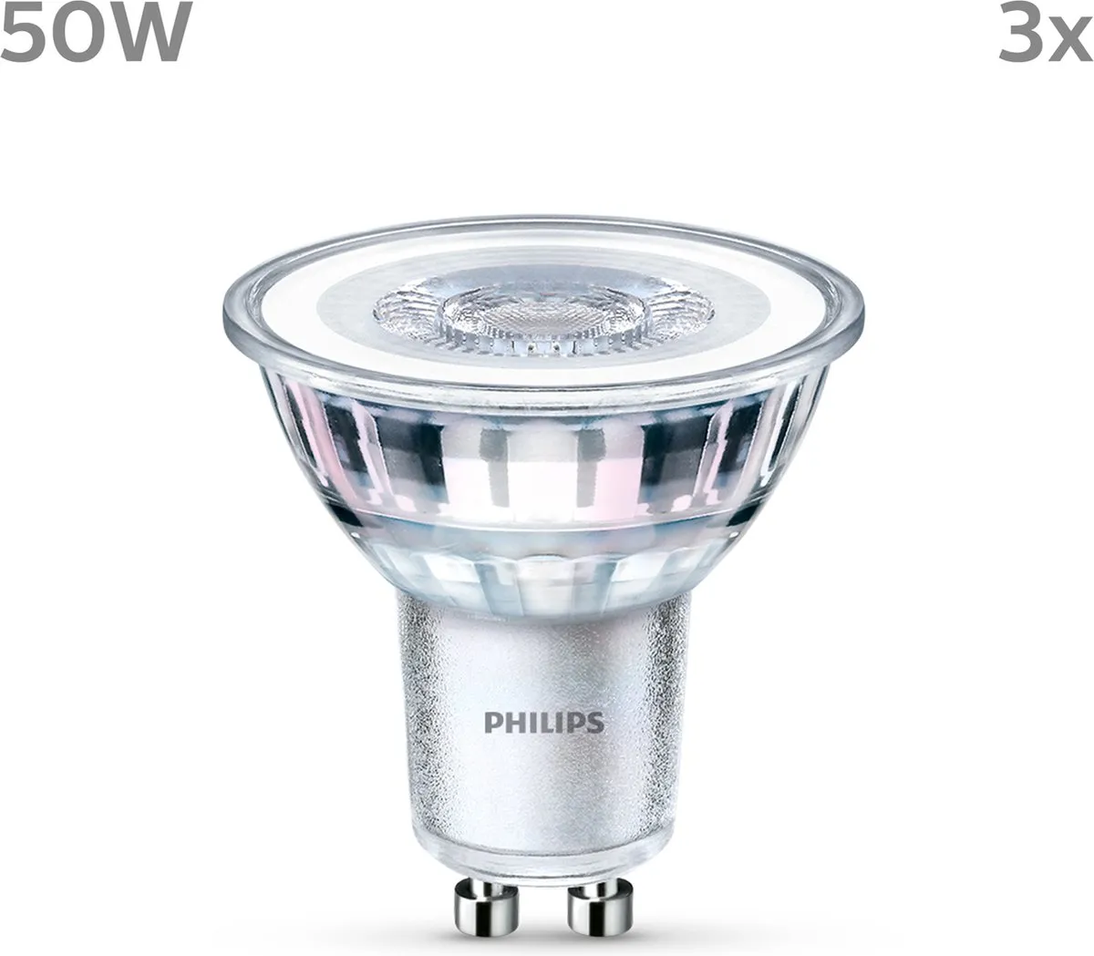 Philips LED Spot GU10 4.6W Warmwit - 3 Stuks