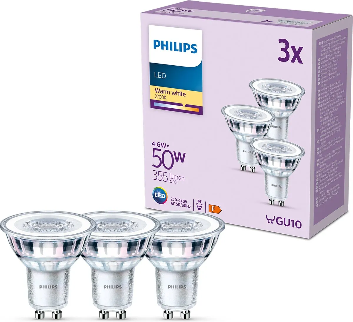 Philips LED Spot GU10 4.6W Warmwit