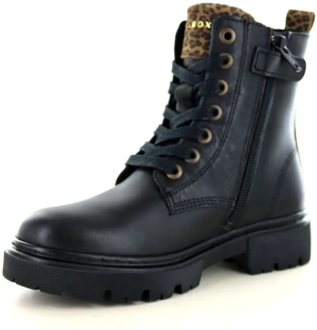 Bullboxer | Stoere meisjes veterboot | Zwart leer | Maat 33 - afbeelding 2 van 4