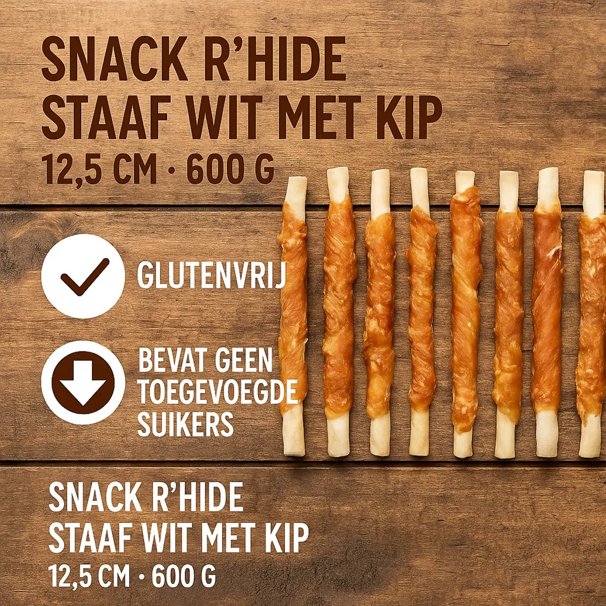 Flamingo R’Hide Staaf Hondensnack - 600g - Wit Kip