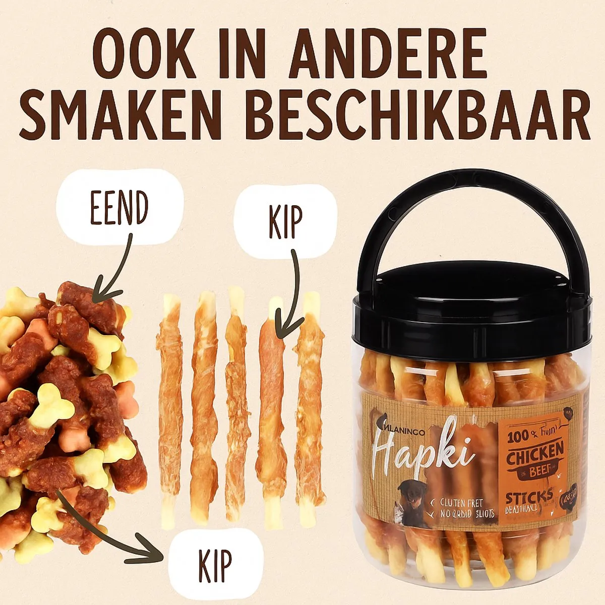 Flamingo R’Hide Staaf Hondensnack - 600g - Wit Kip