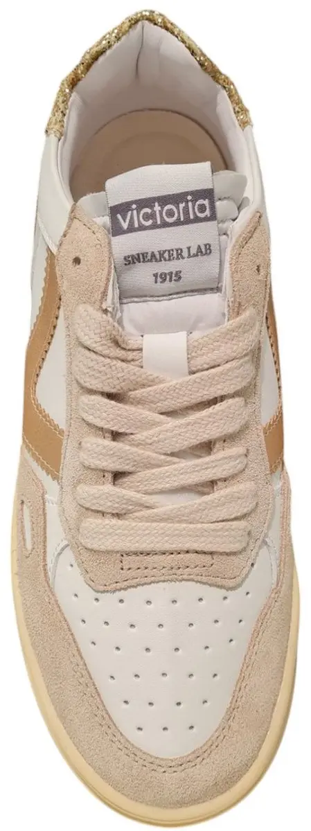 Sneakers Victoria Seul Serraje & Glitter Dames Sneakers - Wit-goud - 40 - afbeelding 4 van 6