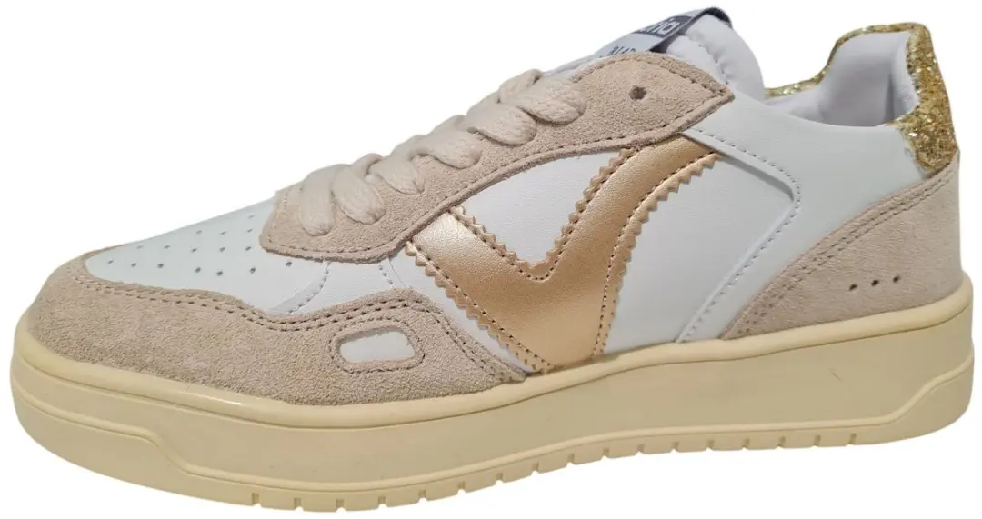 Sneakers Victoria Seul Serraje & Glitter Dames Sneakers - Wit-goud - 40 - afbeelding 5 van 6