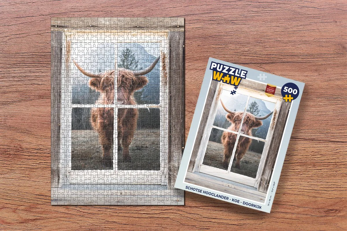 PuzzleWow Schotse Hooglander Legpuzzel 500 Stuks - Multicolor